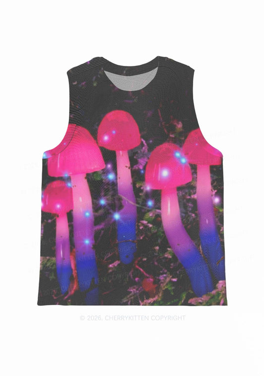 Bisexual Glowing Mushroom Pride Y2K Mesh Muscle Tank Cherrykitten