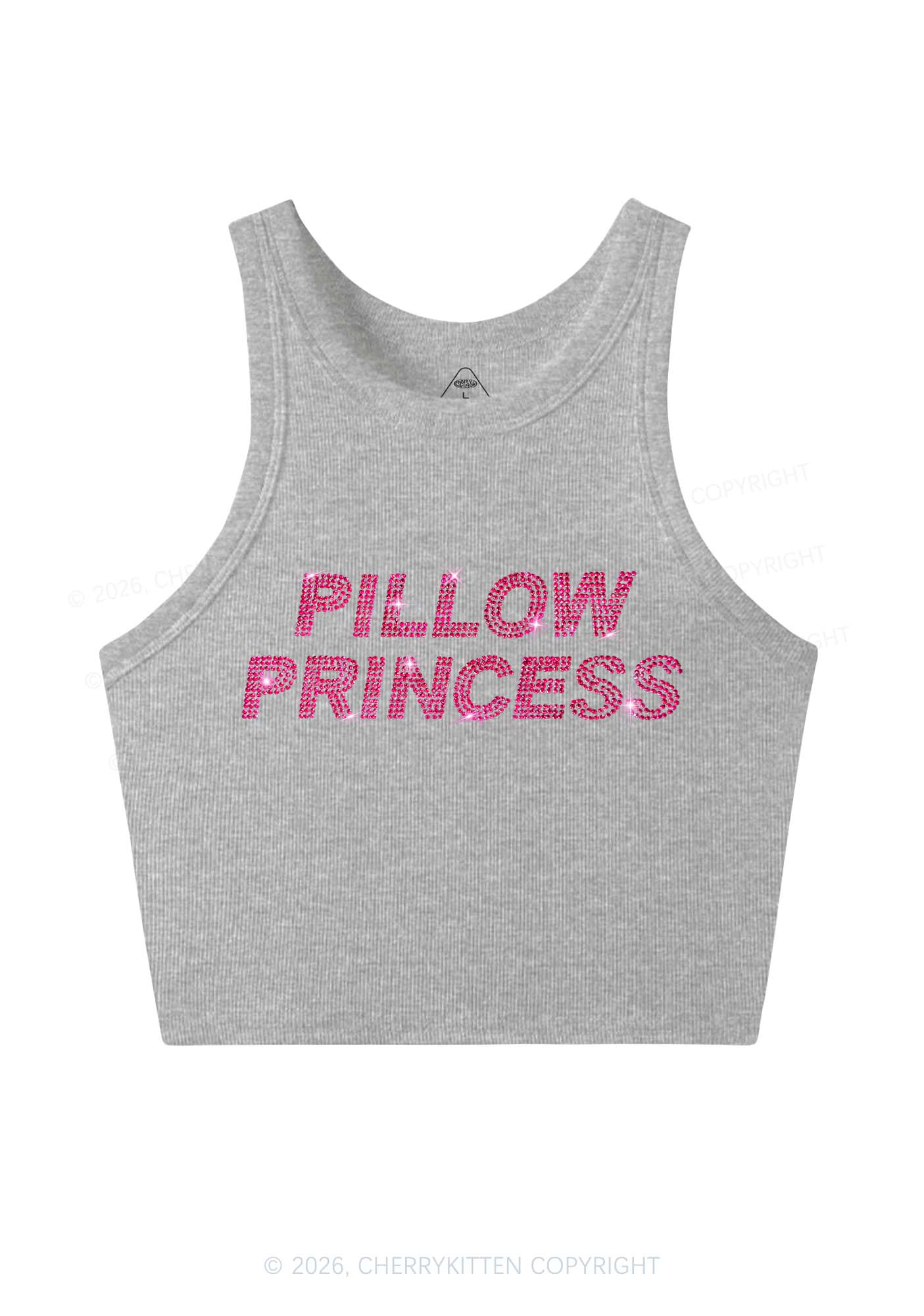 Rhinestone Pillow Princess Y2K Crop Tank Top Cherrykitten