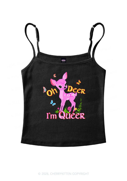 Oh Deer Im Queer Pride Y2K Spaghetti Strap Cami Cherrykitten