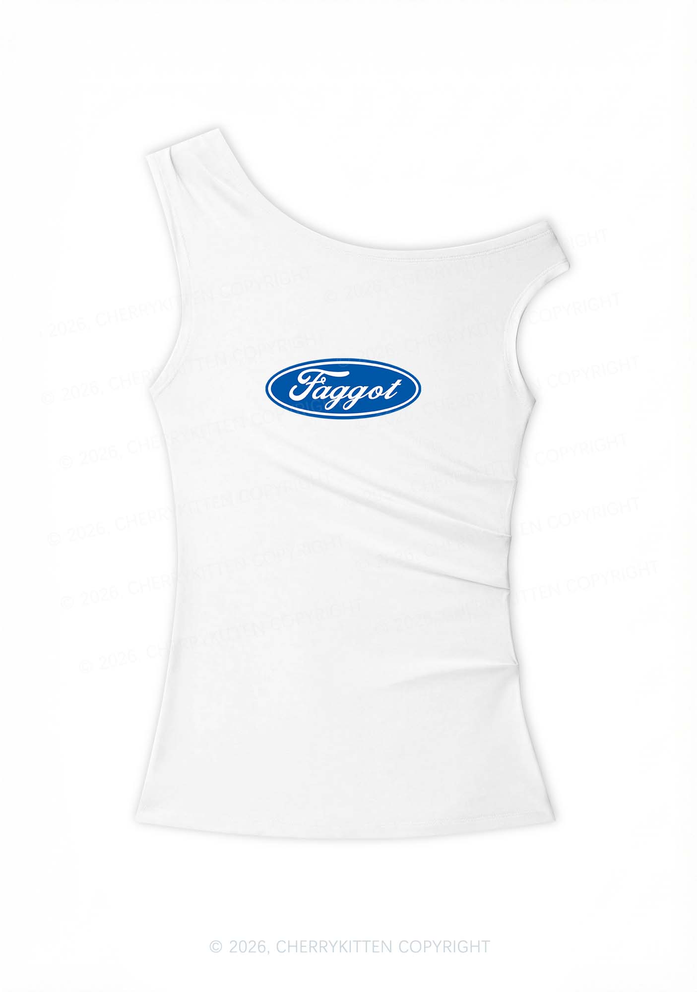 Faggot Pride Y2K Off Shoulder Tank Top Cherrykitten