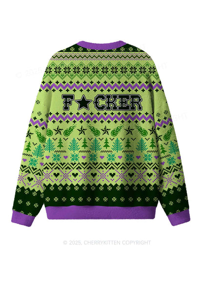 Motherfxcker Two Sides Y2K Christmas Knit Sweatshirt Cherrykitten