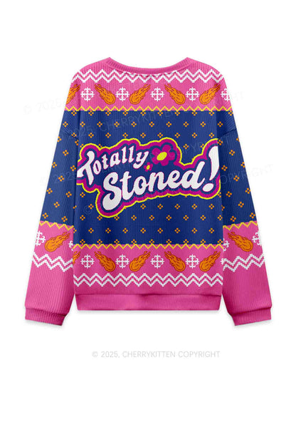 Totally Stoned Y2K Christmas Knit Sweatshirt Cherrykitten