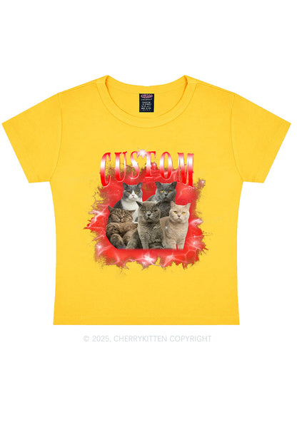 Custom Cat Photo Art Y2K Baby Tee Cherrykitten