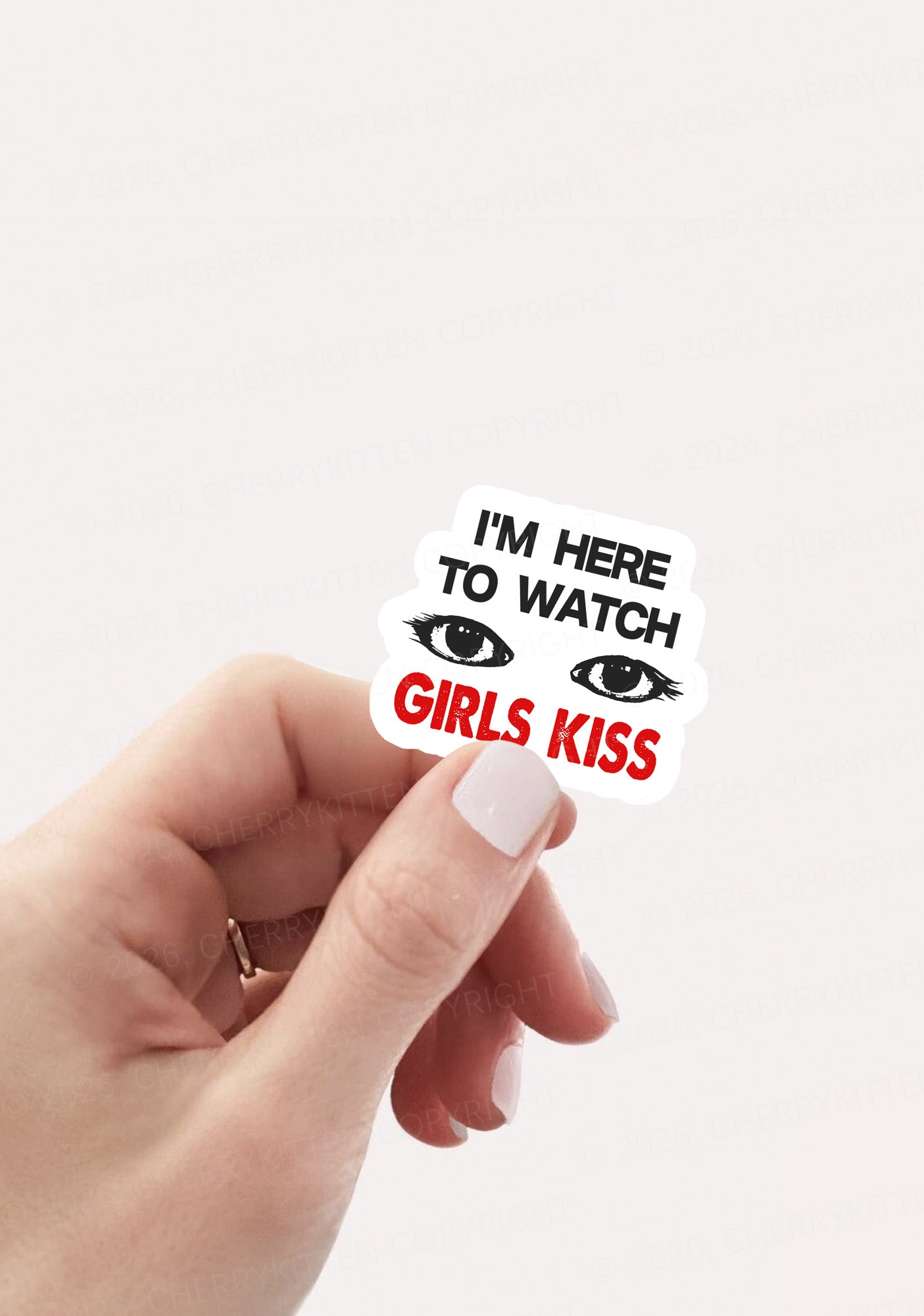 Im Here To Watch Girls Kiss Pride 1pc Y2K Sticker Cherrykitten