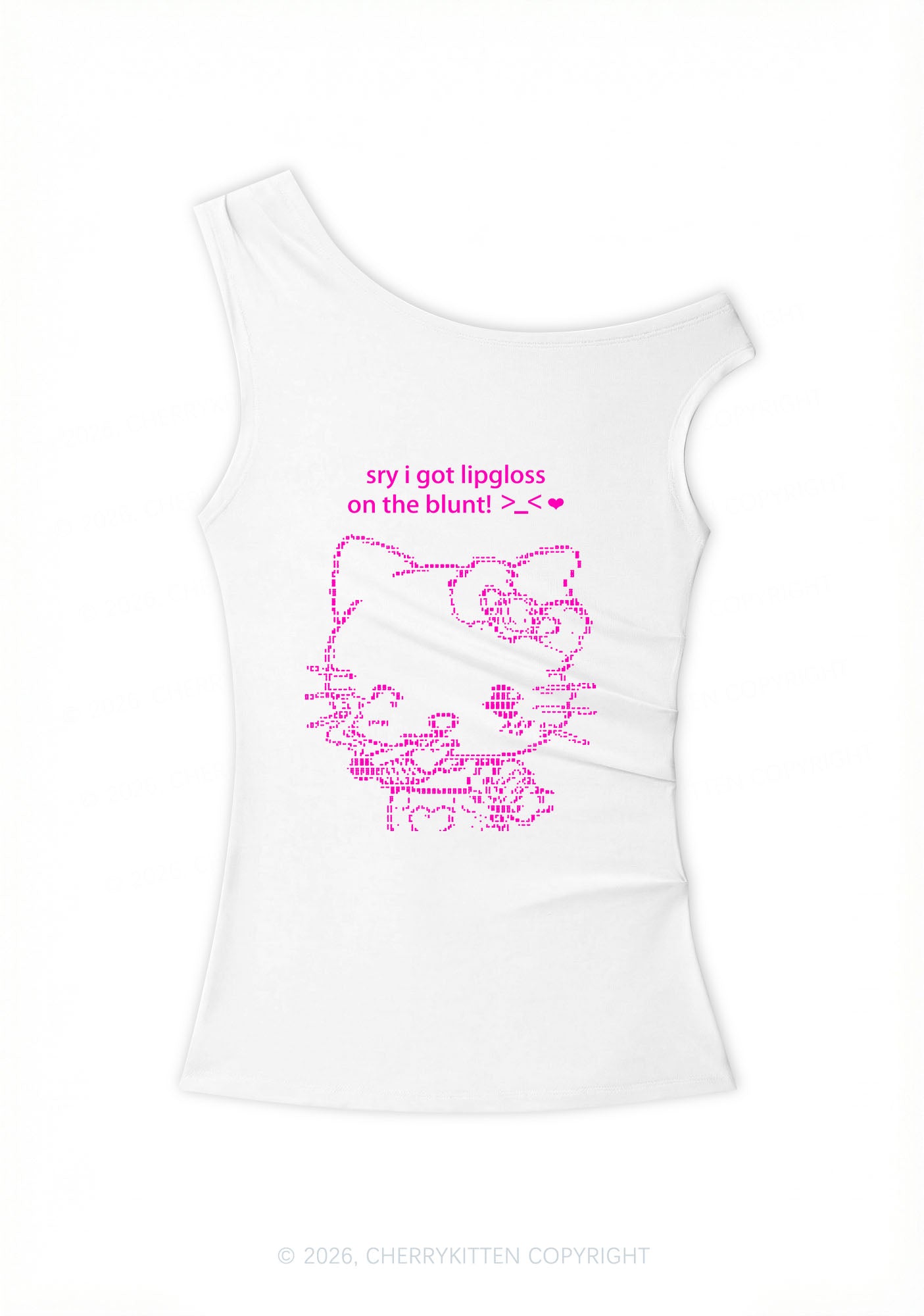 Sorry About Lipgloss Y2K Off Shoulder Tank Top Cherrykitten