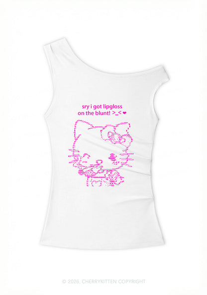 Sorry About Lipgloss Y2K Off Shoulder Tank Top Cherrykitten