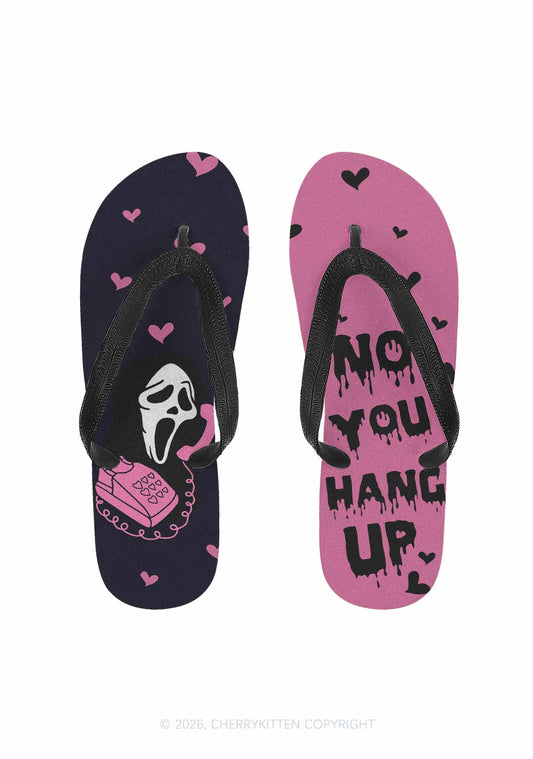 Halloween No You Hang Up Y2K Print Flip Flops Cherrykitten