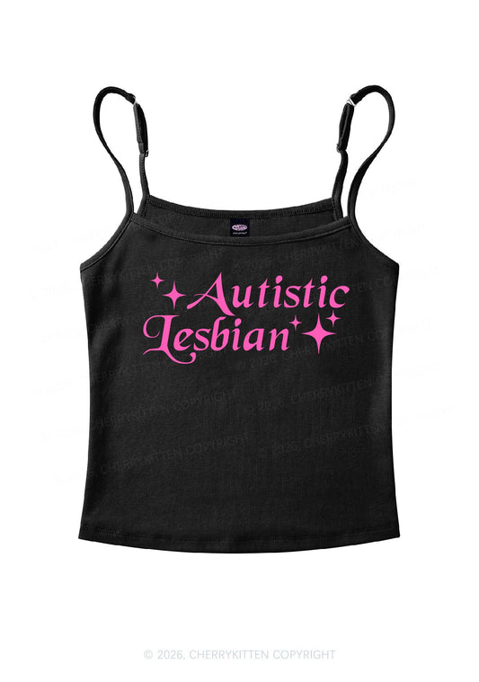 Autistic Lesbian Pride Y2K Spaghetti Strap Cami Cherrykitten