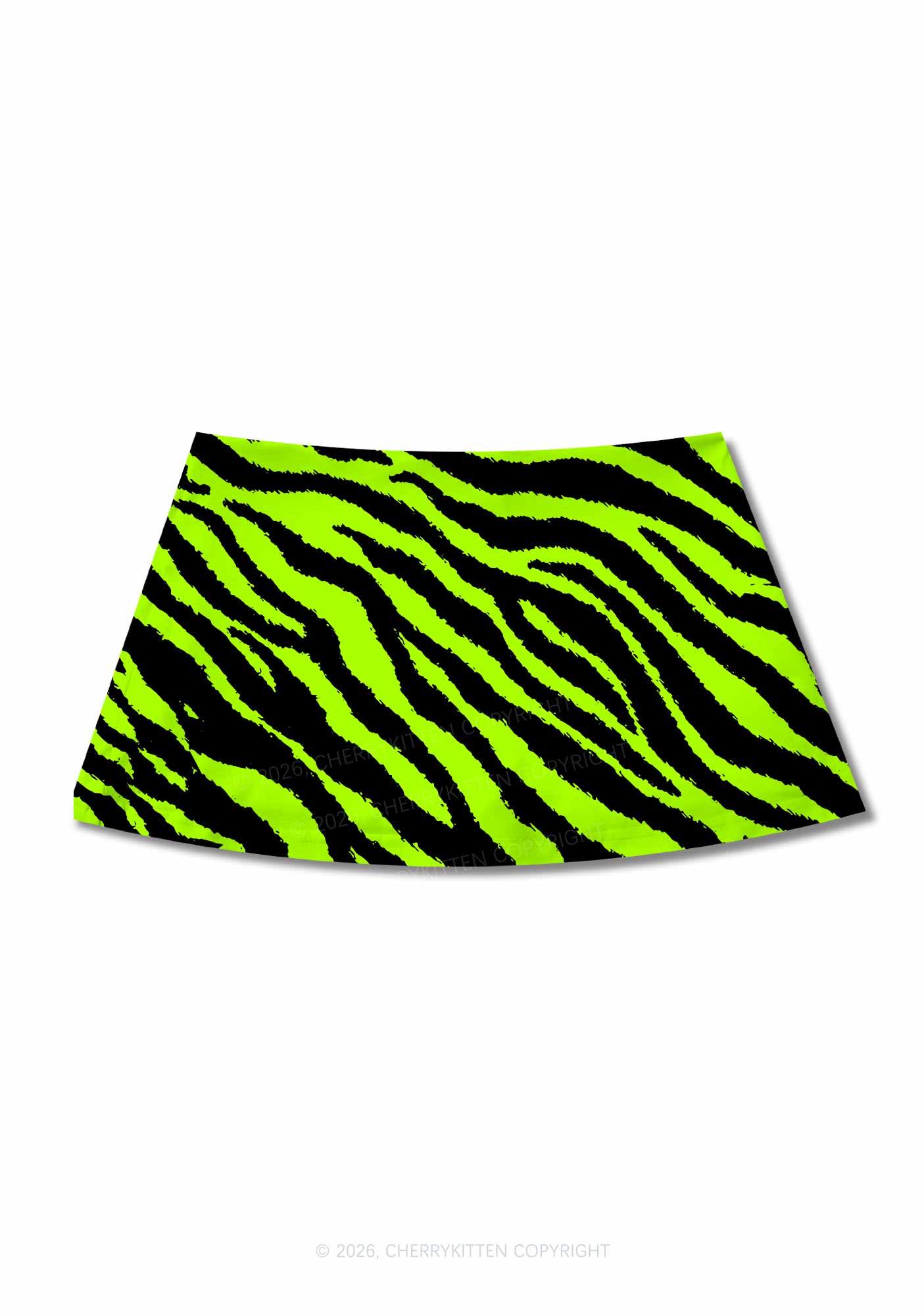 Green Zebra Y2K Print Mini Skirt Cherrykitten