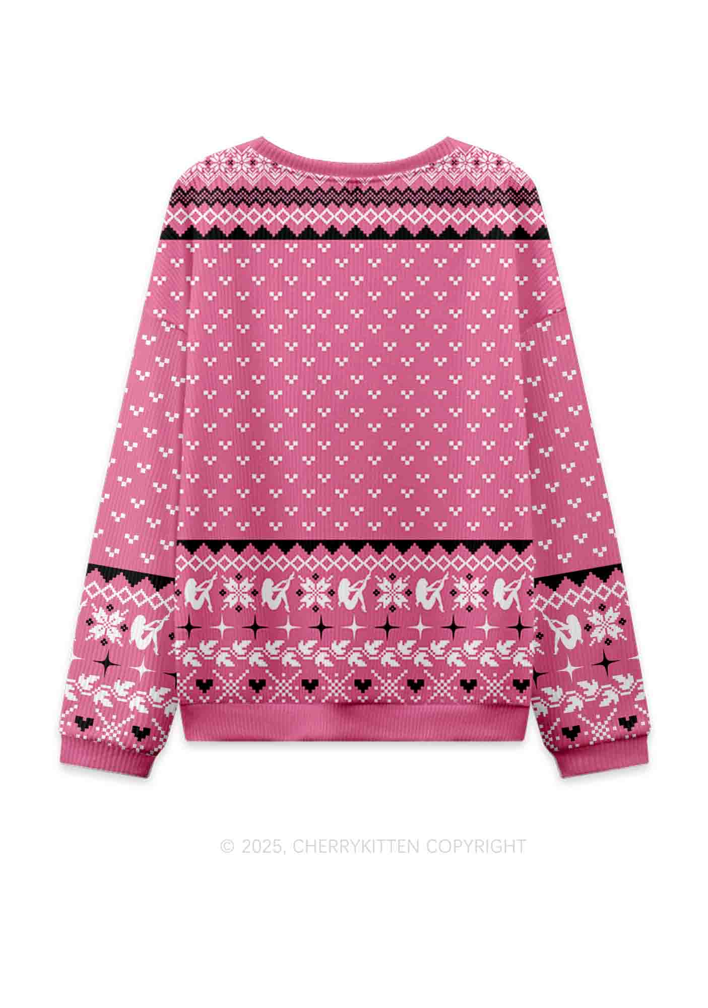 Pink Cxxt Star Y2K Christmas Knit Sweatshirt Cherrykitten