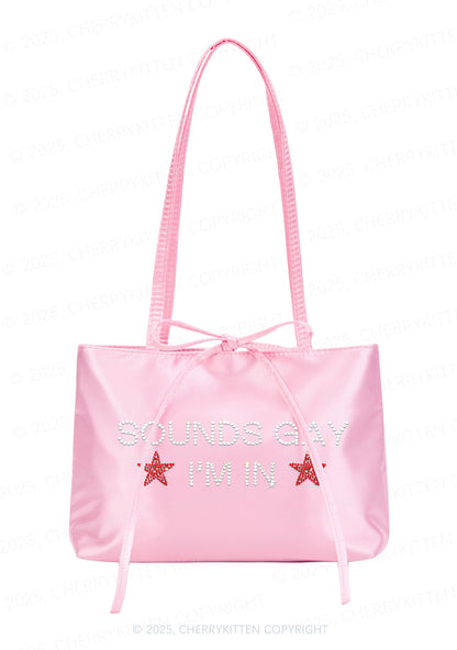 Rhinestone Sounds Gay Pride Y2K Satin Bags Cherrykitten