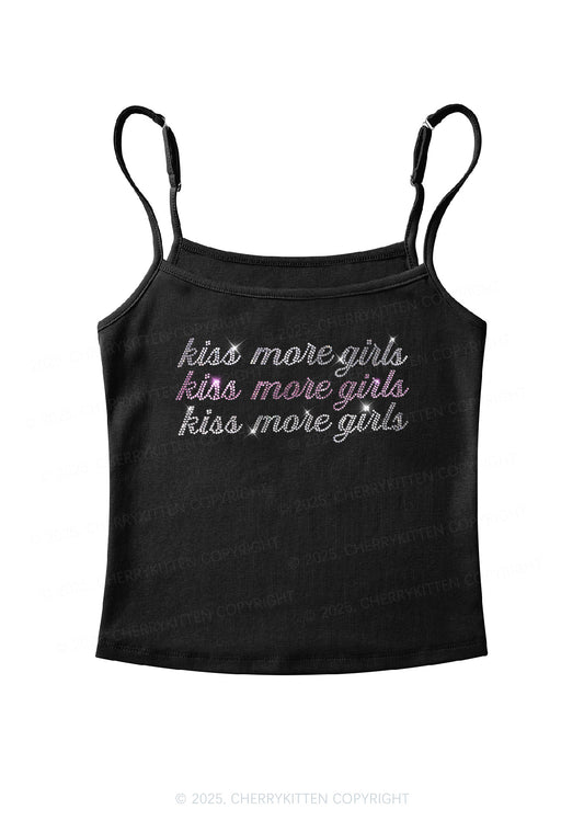 Rhinestone Kiss More Girls Pride Y2K Spaghetti Strap Cami Cherrykitten