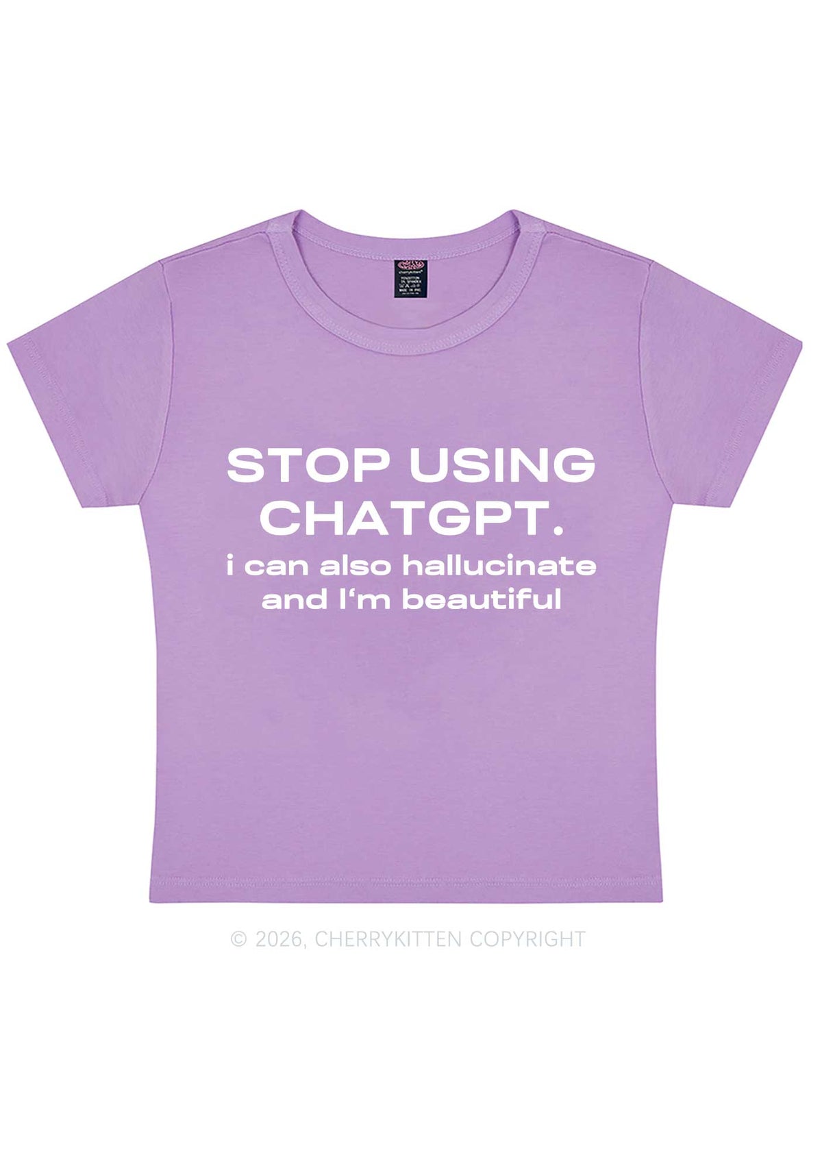 Stop Using GPT Y2K Baby Tee Cherrykitten