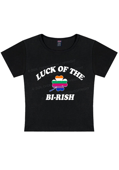 Luck Of The Bi Rish St Patricks Y2K Baby Tee Cherrykitten