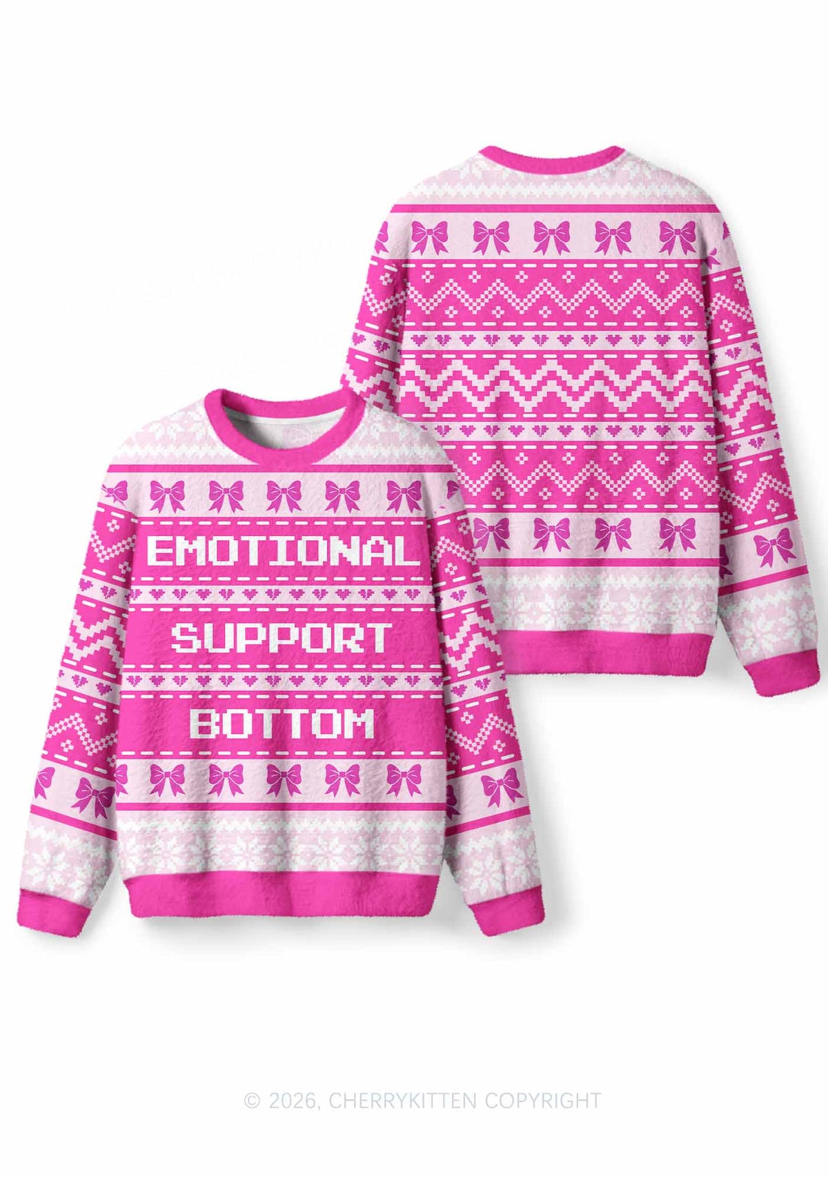 Emotional Support Bottom Pride Y2K Christmas Knit Sweatshirt Cherrykitten