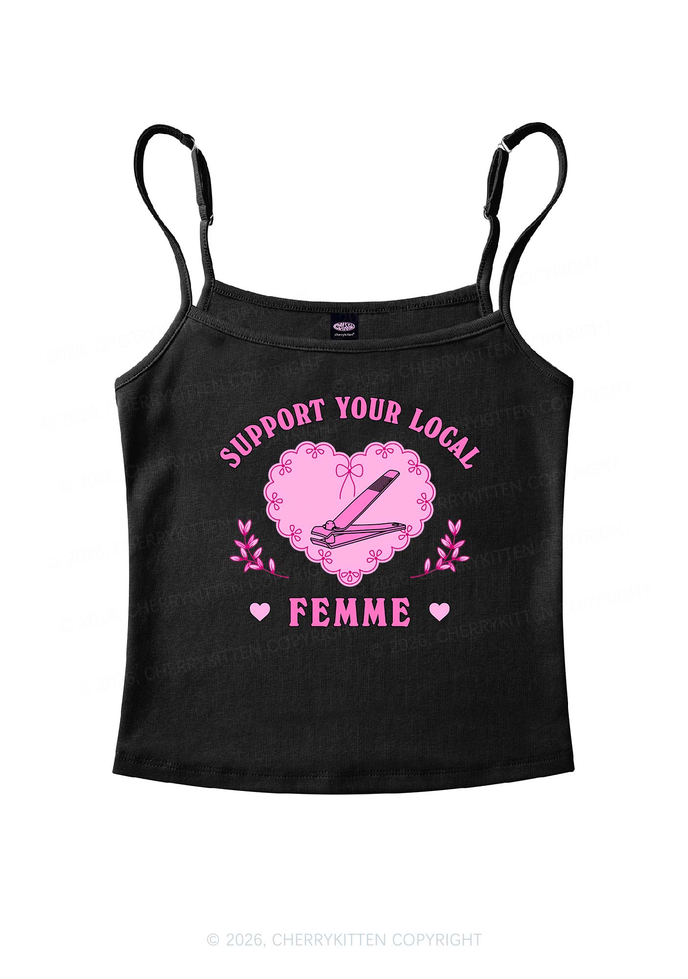 Support Your Local Femme Pride Y2K Spaghetti Strap Cami Cherrykitten