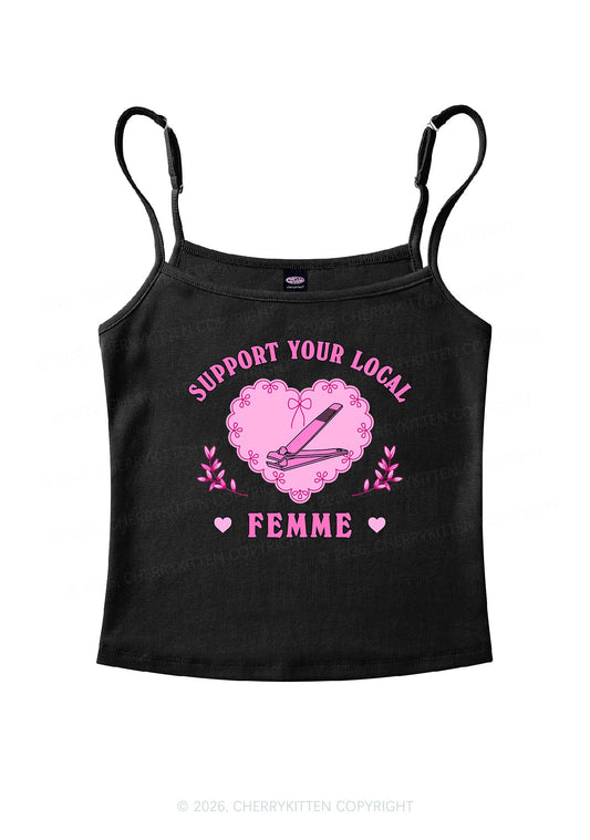 Support Your Local Femme Pride Y2K Spaghetti Strap Cami Cherrykitten