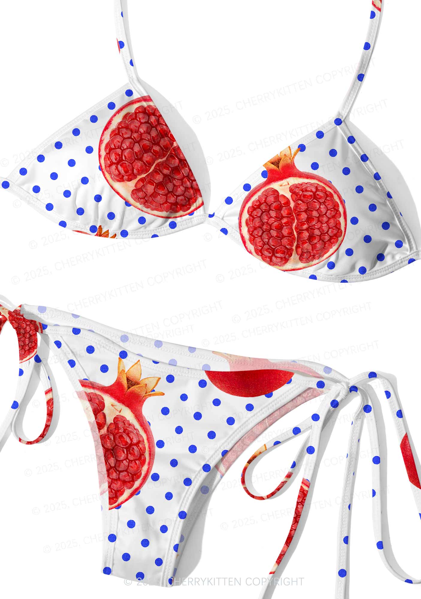 Red Pomegranate Y2K Print Bikini Set Cherrykitten