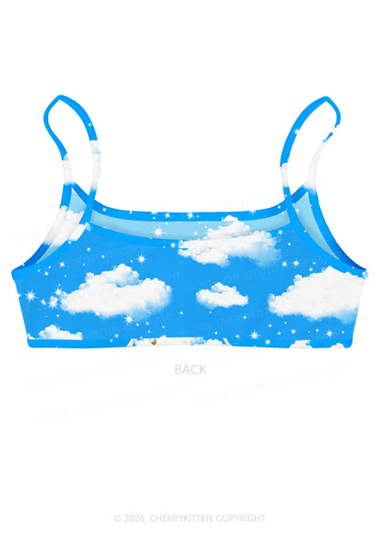 Blue Sky Alpha Male Unicorn Y2K Print Super Crop Cami Cherrykitten