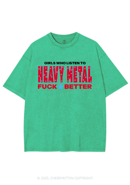 Girls Listen Heavy Metal Y2K Shirts Washed Tee Cherrykitten