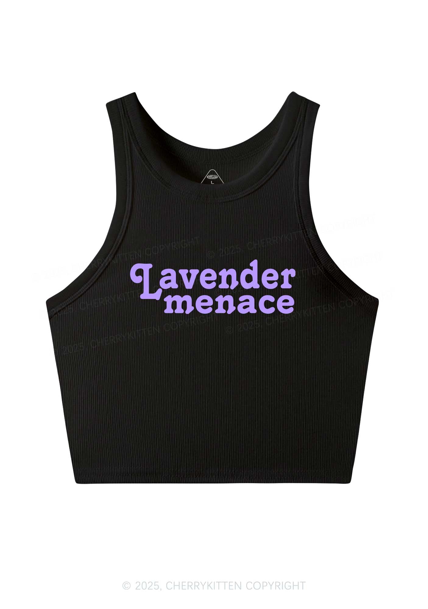 Lavender Menace Y2K Crop Tank Top Cherrykitten