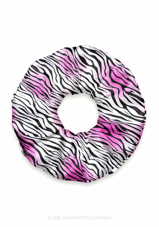 Gradient Pink Zebra Stripe Y2K Hair Scrunchie Cherrykitten