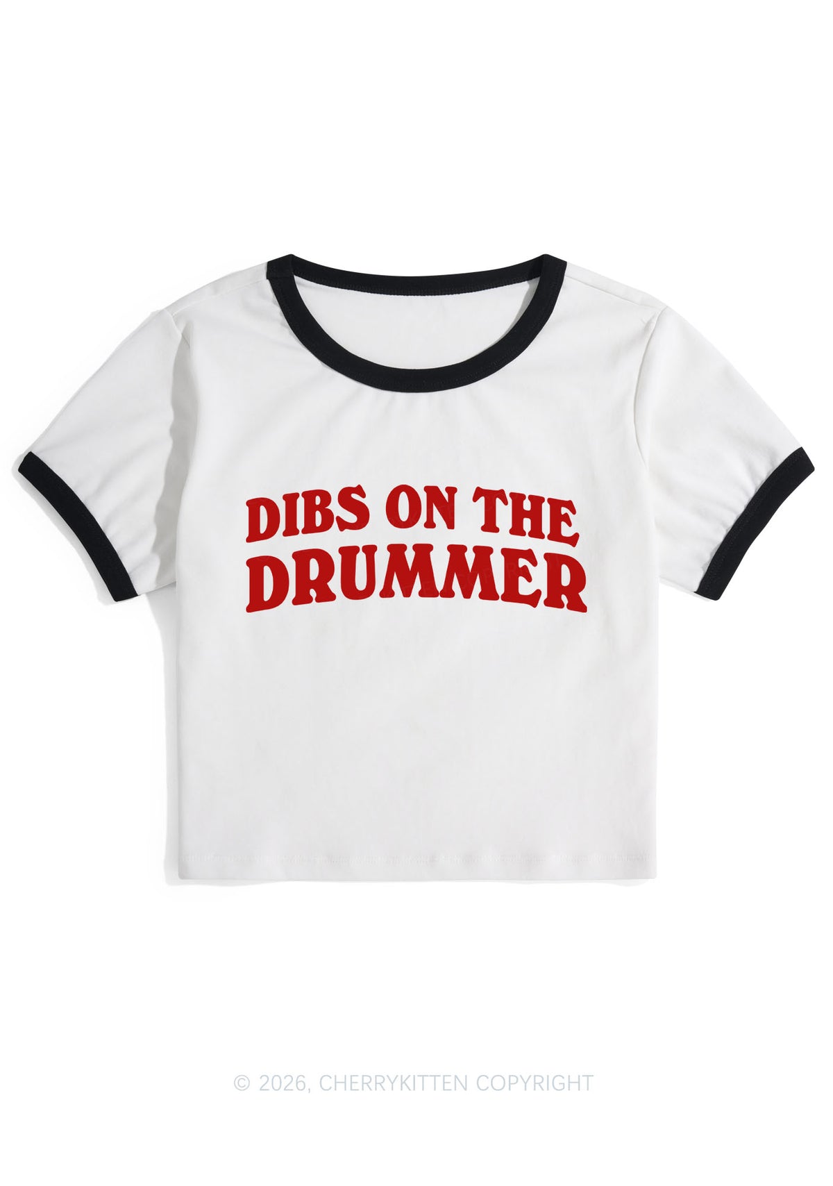 Dibs On The Drummer Y2K Ringer Tee Cherrykitten