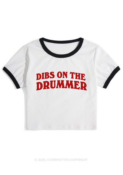 Dibs On The Drummer Y2K Ringer Tee Cherrykitten