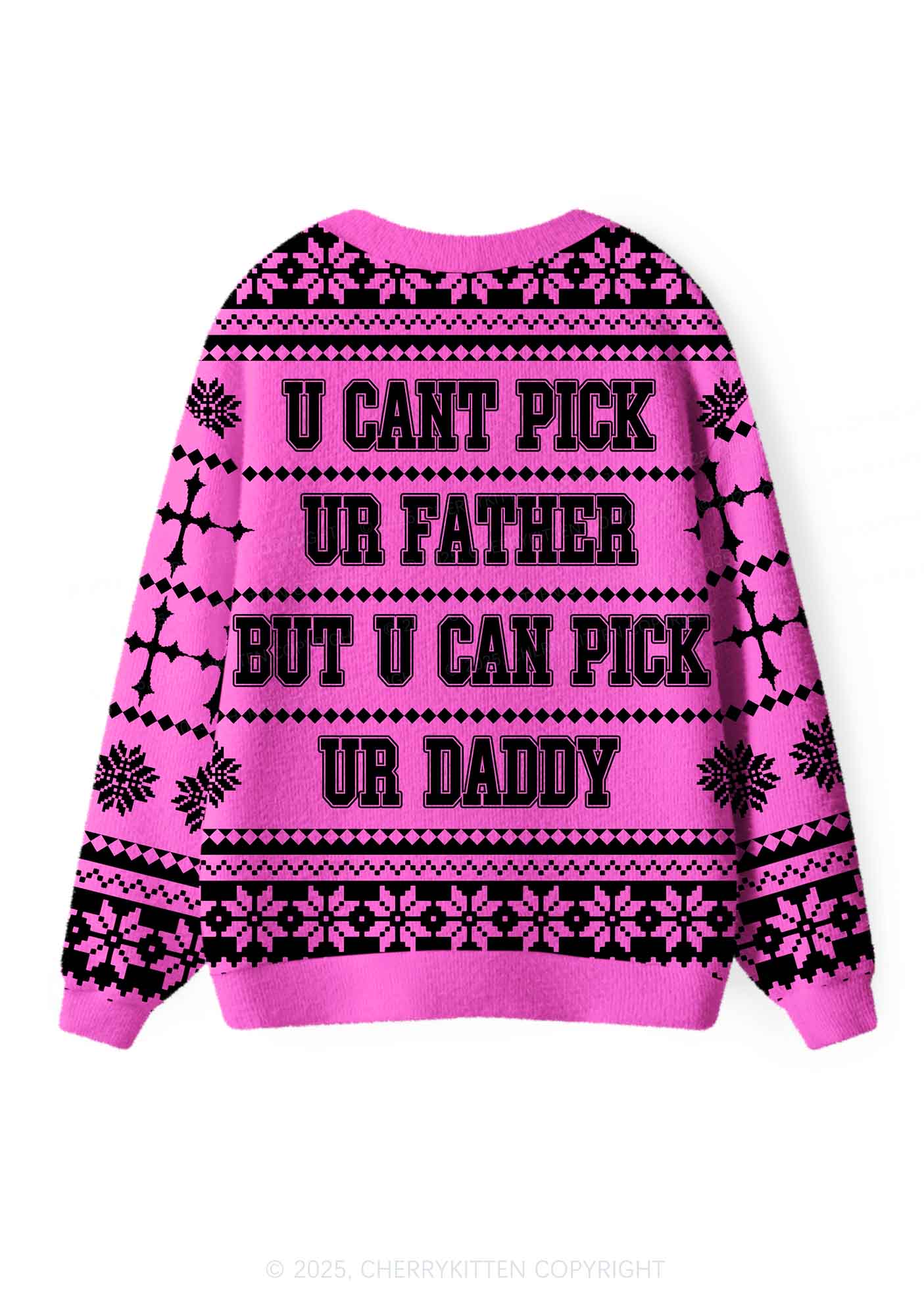 U Can Pick Ur Daddy Y2K Christmas Cardigan Knit Sweatshirt Cherrykitten