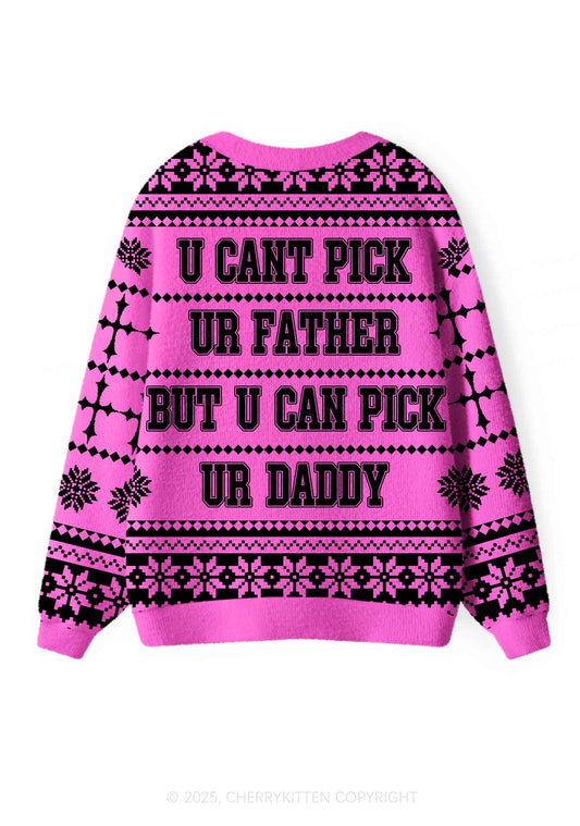 U Can Pick Ur Daddy Y2K Christmas Cardigan Knit Sweatshirt Cherrykitten