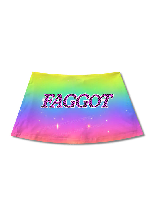 Rainbow Faggot Pride Y2K Print Mini Skirt Cherrykitten