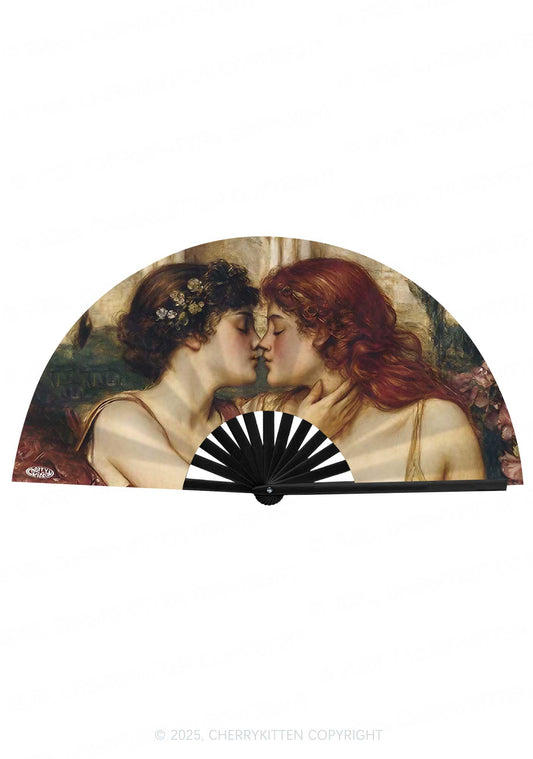 Lesbian Girlfriend Pride Y2K Rave Hand Fan Cherrykitten