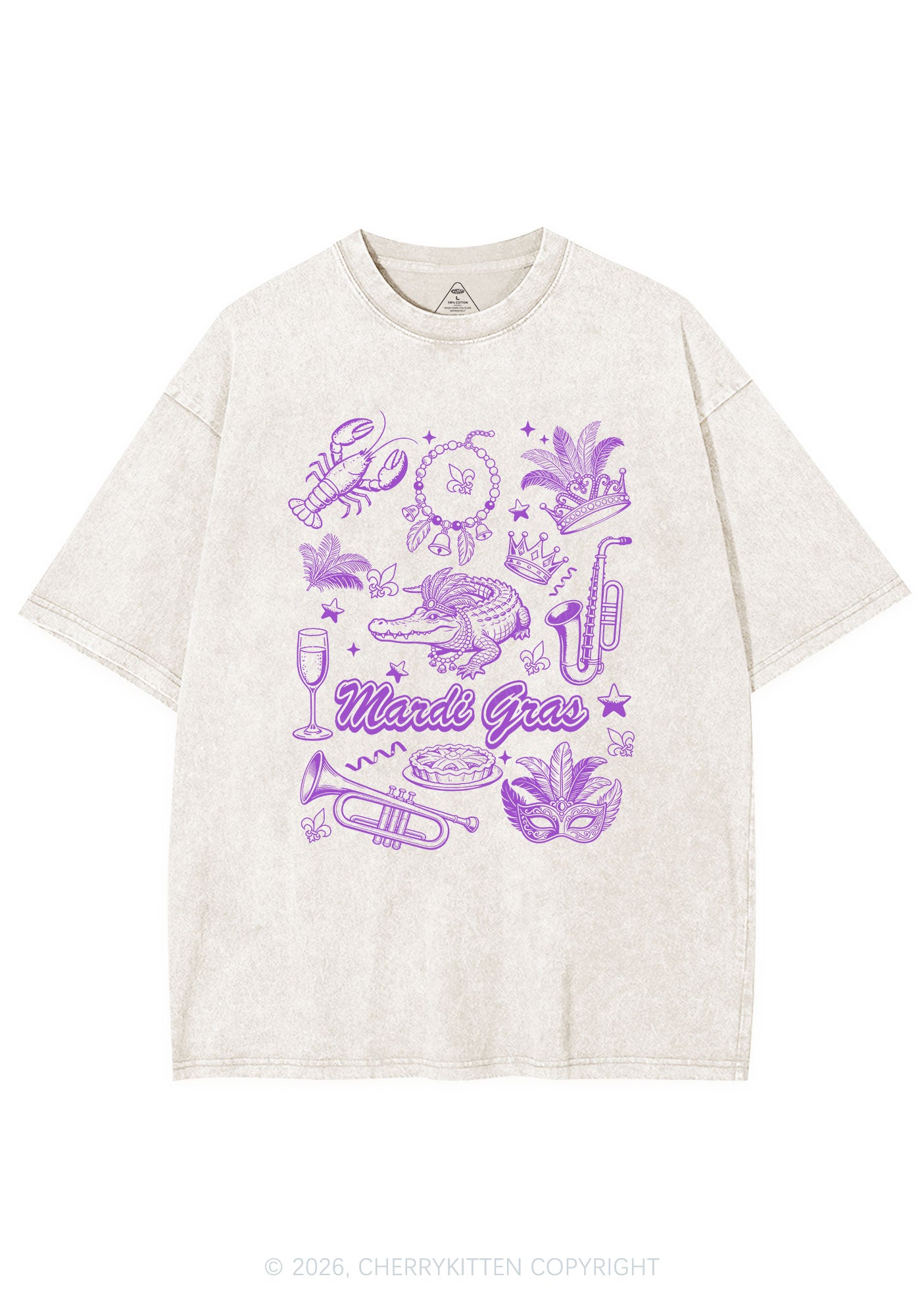 Mardi Gras Symbols Y2K Shirts Washed Tee Cherrykitten