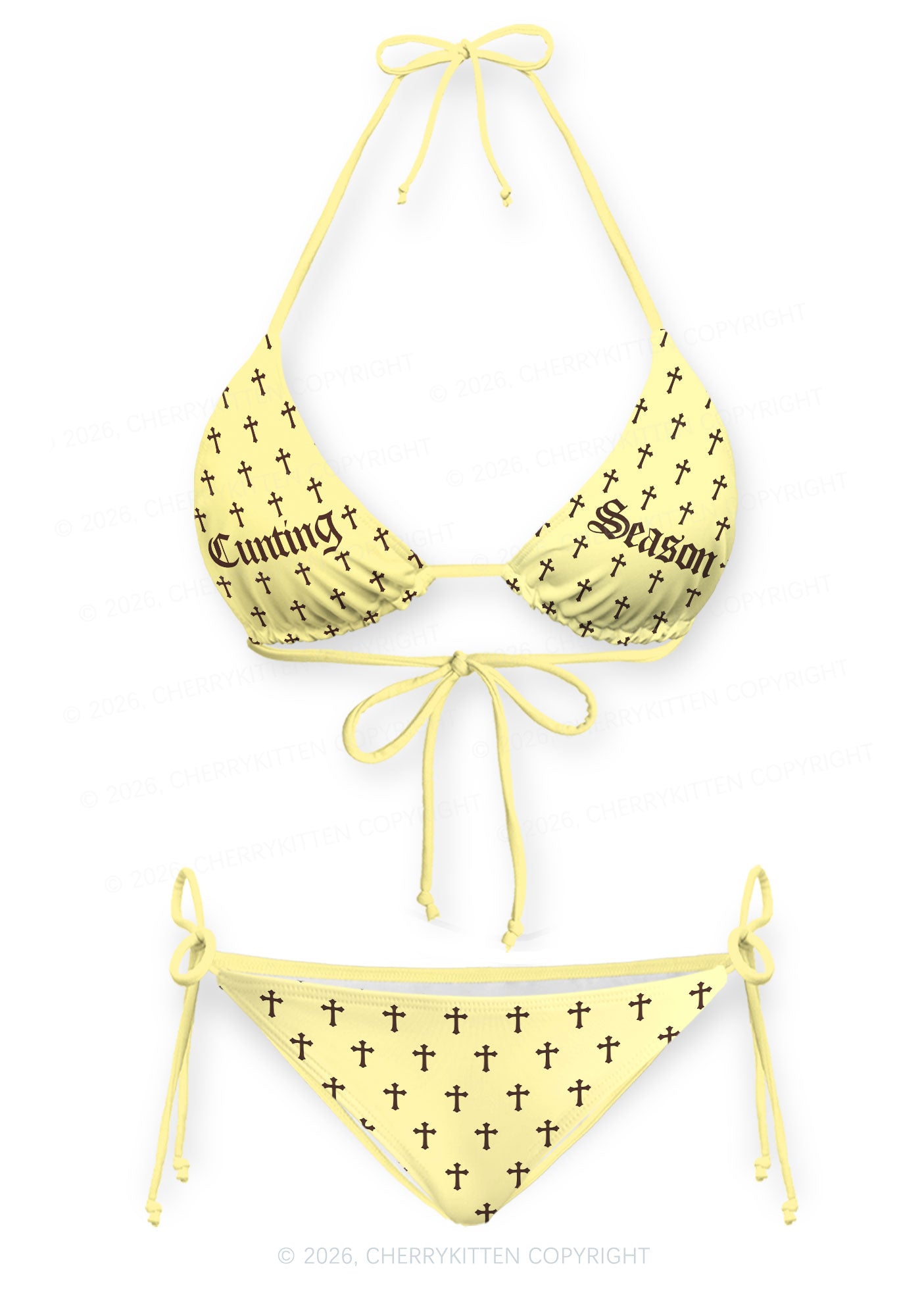 Cunting Season Cross Y2K Print Bikini Set Cherrykitten