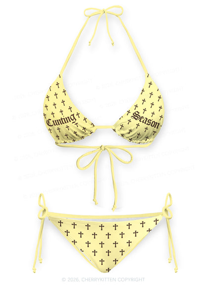 Cunting Season Cross Y2K Print Bikini Set Cherrykitten