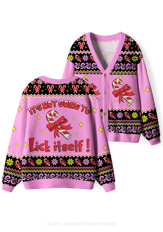 Lick Itself Y2K Christmas Cardigan Knit Sweatshirt Cherrykitten