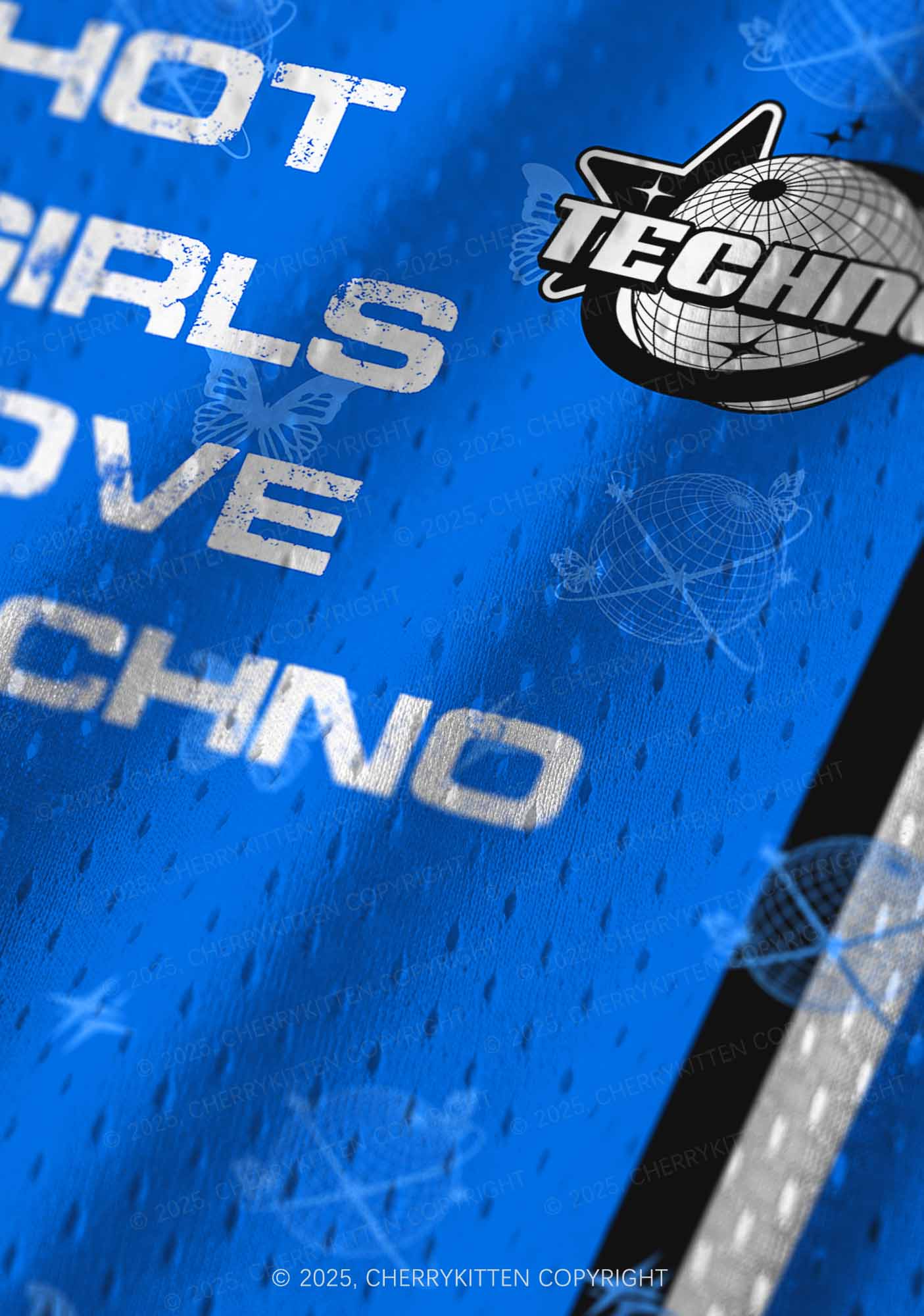 Custom Blue Techno Girls Y2K Sport Jersey Tank Cherrykitten