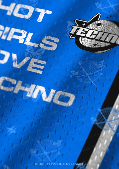 Custom Blue Techno Girls Y2K Sport Jersey Tank Cherrykitten