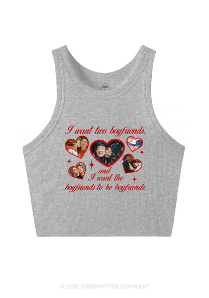 I Want Two Boyfriends HR Y2K Crop Tank Top Cherrykitten