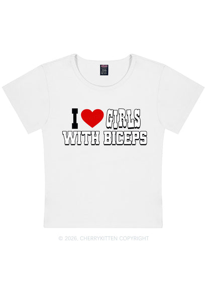 I Love Girls With Biceps Y2K Baby Tee Cherrykitten