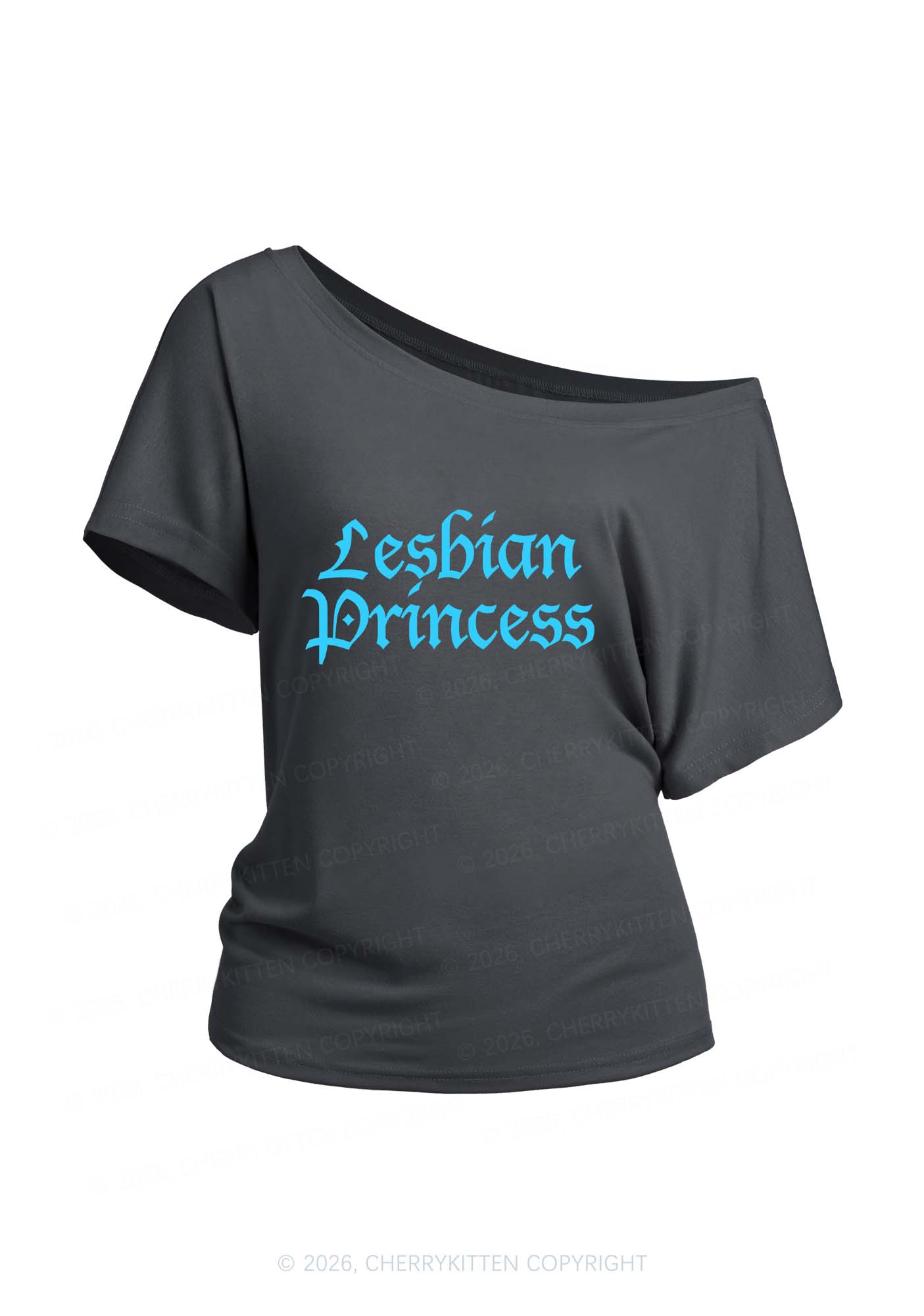 Lesbian Princess Pride Y2K Off Shoulder Tee Cherrykitten