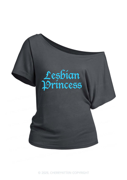 Lesbian Princess Pride Y2K Off Shoulder Tee Cherrykitten