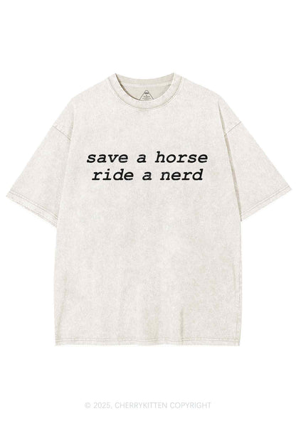 Save Horse Ride Nerd Y2K Shirts Washed Tee Cherrykitten