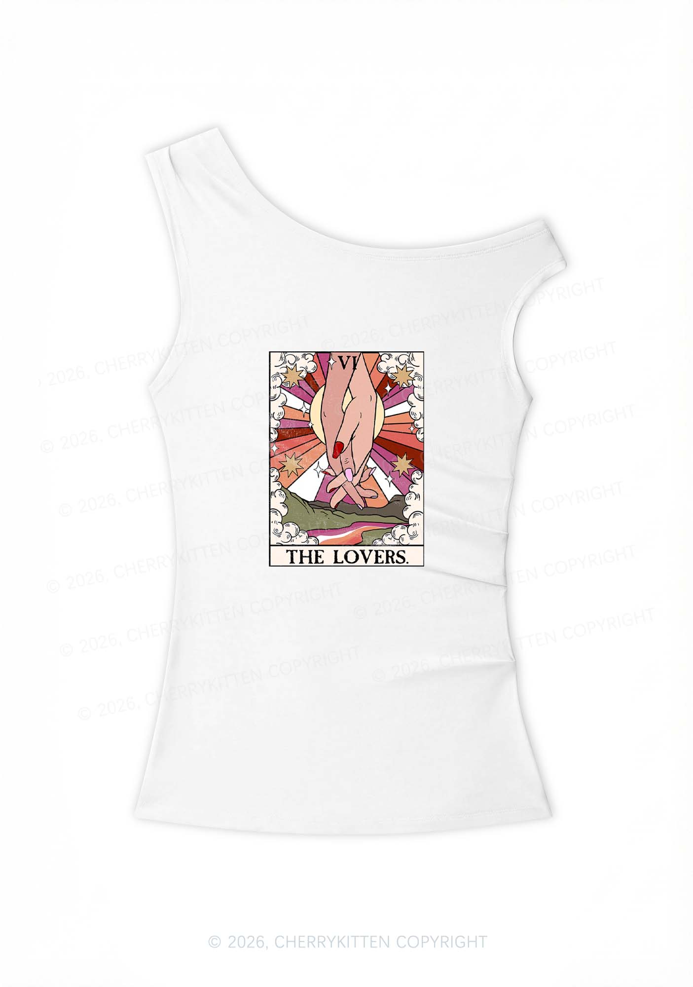 The Lesbian Lovers Pride Y2K Off Shoulder Tank Top Cherrykitten