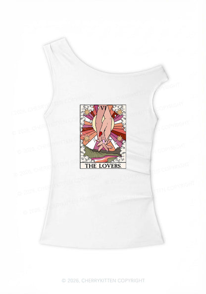 The Lesbian Lovers Pride Y2K Off Shoulder Tank Top Cherrykitten