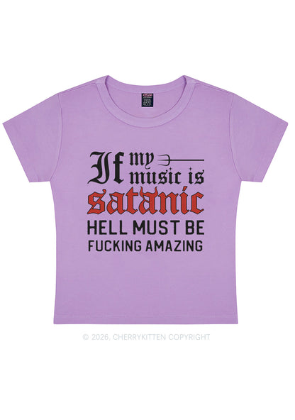 Halloween My Music Is Satanic Y2K Baby Tee Cherrykitten