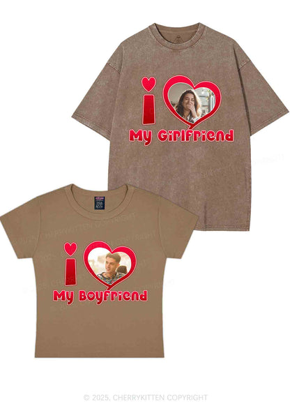 Custom BF GF Red Heart Y2K Valentine's Day Couple Shirt Cherrykitten