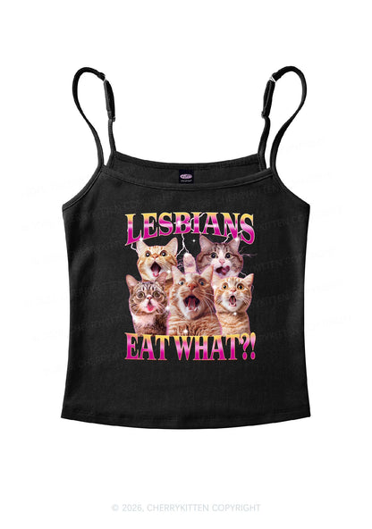 Funny Lesbian Cat Pride Y2K Spaghetti Strap Cami Cherrykitten