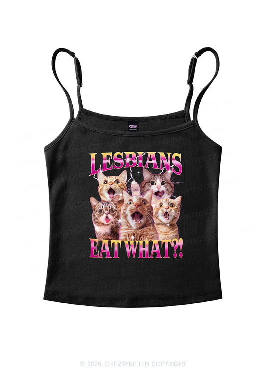 Funny Lesbian Cat Pride Y2K Spaghetti Strap Cami Cherrykitten