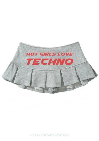 Hot Girls Love Techno Y2K Mini Pleated Skirts Cherrykitten